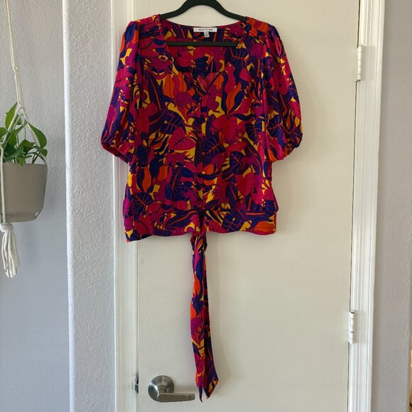 Rose & Olive Colorful Blouse with Mid - Length Sleeves - SIZE MEDIUM - Picture 1 of 7